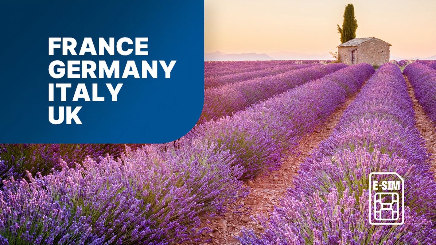 European eSIM is universal in 4 countries including UK, France, Germany and Italy. 5G high-speed tra