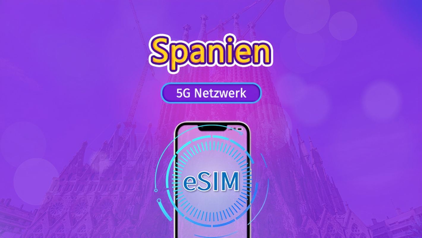 Spanien | 4G/5G eSIM | 5G/4G eSIM | Gesamtpaket | 24-Stunden Abrechnung | 7–30 Tage | QR-Code