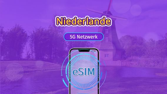 Niederlande | 5G/4G eSIM | Unterstützt TikTok & ChatGPT | Tagespaket/Datenpaket | Abrechnung nach Kalendertag | 1-30 Tage | QR-Code