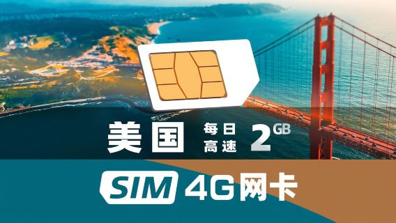【美國】 4G網卡每日高速2GB（台灣領取）