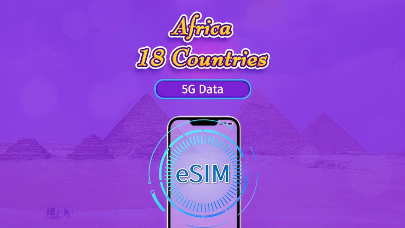 Africa (18 paesi) | eSIM 5G/4G | Pass giornaliero / Pacchetto totale | 24H | 1-30 giorni | Codice QR