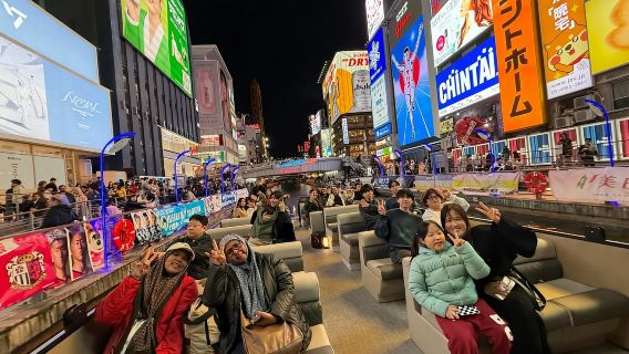 Osaka: crociera sul fiume Dōtonbori con vista sul cartello Glico e le luci al neon