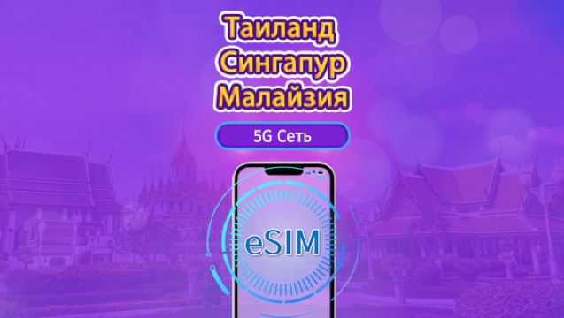 Сингапур/Малайзия/Таиланд|4G/5G eSIM|Ежедневный пакет / Пакет трафика|Трафик сбрасывается раз в 24 часа|1-30 дней|QR-код
