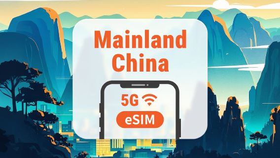 China Continental 5G eSIM | Rede dupla | Acesso total AI & TikTok | 1–30 dias & 365 dias | código QR