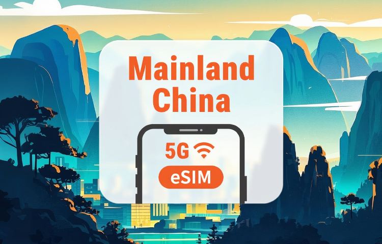 China Continental 5G eSIM | Rede Dupla • Todos os AI & TikTok | 1–365 Dias | Código QR