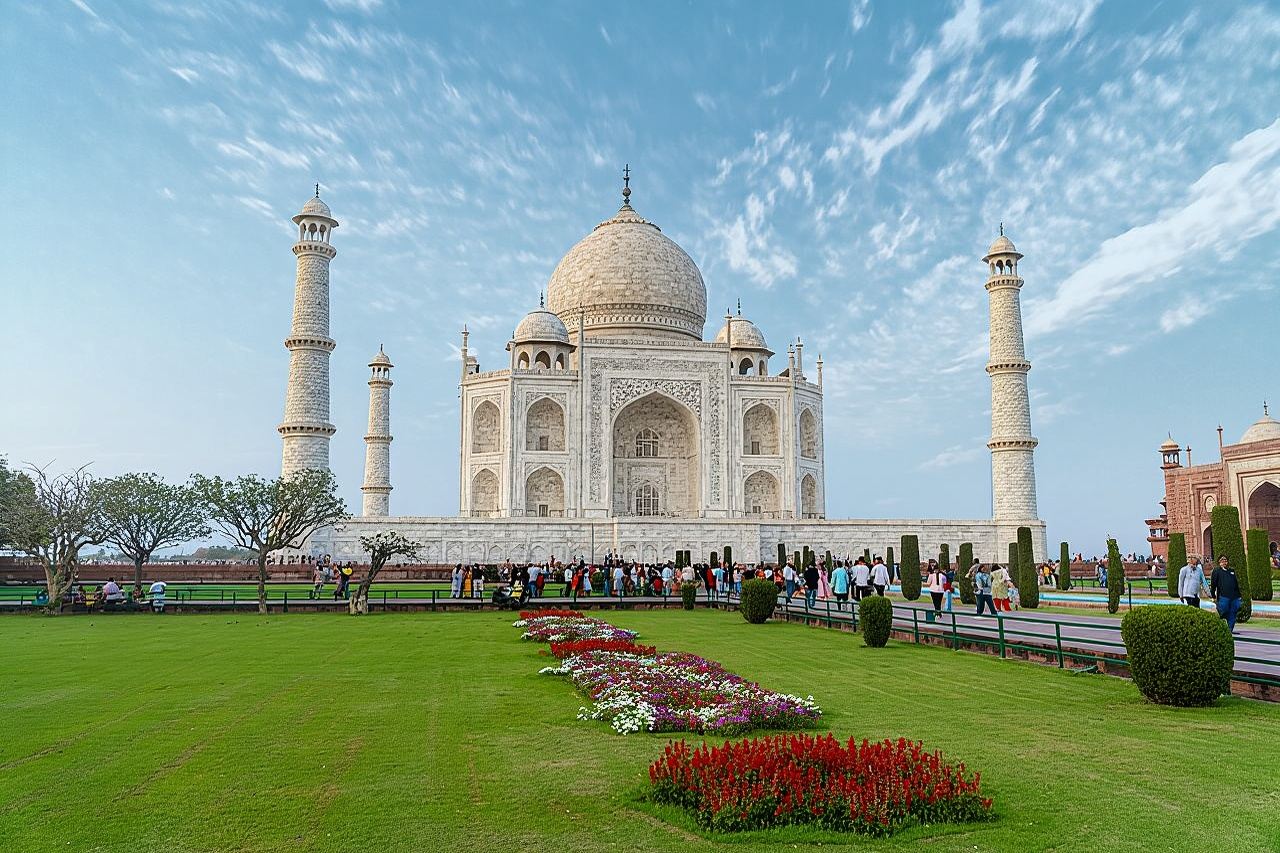 Tagesausflug zum Taj Mahal in Agra ab Bangalore mit Hin- und Rückflug (Linienflüge).