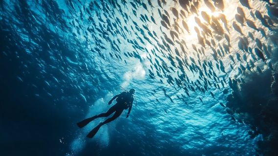 Phu Quoc Island scuba diving one-day tour without a diving/ certified diving professional instructor to lead the exploration of coral reefs