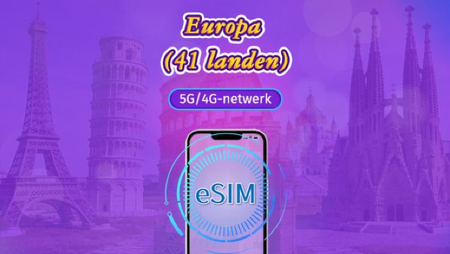 Europa (41 landen) | 5G/4G eSIM | Dagpas/Totaalpakket | Dagelijkse facturering | 1-90 dagen | QR-code