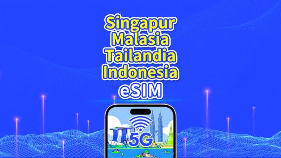 eSIM del Sudeste Asiático | Singapur/Malasia/Tailandia/Indonesia | 5G/4G | Día natural | 1-30 días | Código QR