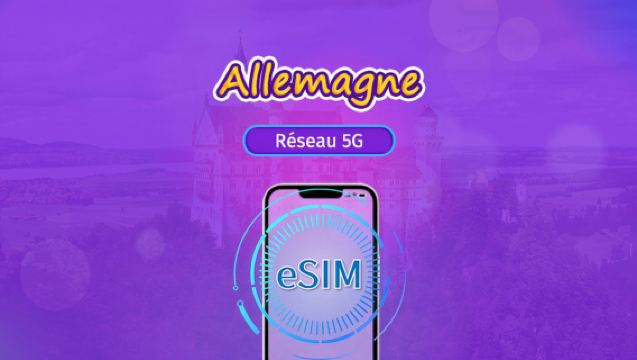 eSIM 5G Allemagne | Compatible avec TikTok, ChatGPT et d'autres applications populaires dans le monde | Pass journalier / Forfait data total | Facturation par jours calendaires | 1 à 30 jours | Code QR