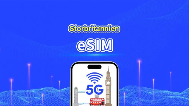 Storbritannien eSIM | 5G/4G | Hög hastighet | 24 timmar | Välj antal dagar 1-30 dagar | QR-kod