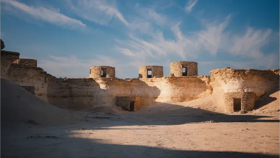 카타르 서부 투어 [사막의 바람에 침식된 버섯과 동서양 조각품 - 웨스트 비치]