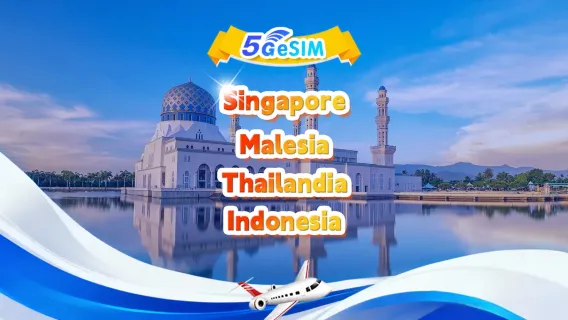 eSIM 5G per Singapore/Malesia/Thailandia/Indonesia (Sud-est asiatico) | Supporto multi-rete, compatibile con le app più diffuse | 500 MB/giorno - 50 GB totali | Fatturazione 24 ore su 24 | Codice QR