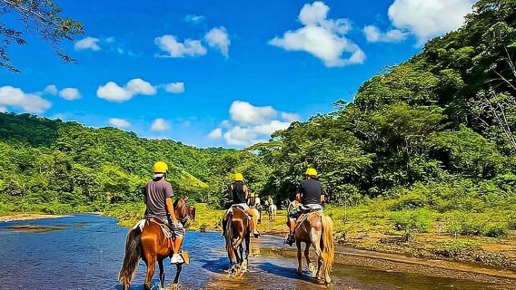 Rainforest Horseback+Waterfall Rappelling+1.3 Miles in Zip Line Combo+Lunch