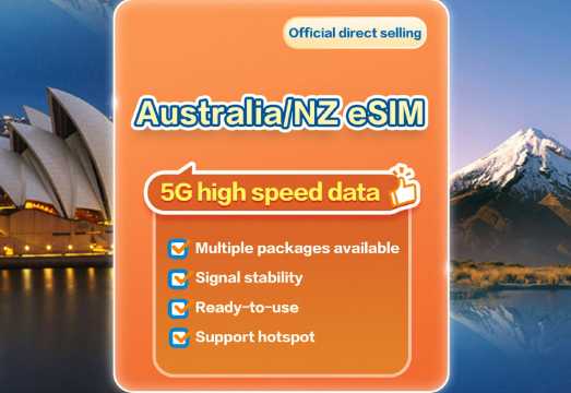 [Australia and New Zealand] 5G|eSIM data card| 5-20 days multiple Option available |Order now and use now|Support hotspot|QR Code AUD 11.7