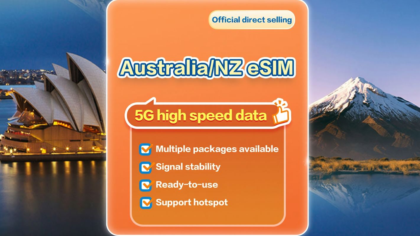[Australia and New Zealand] 5G|eSIM data card| 5-20 days multiple Option available |Order now and use now|Support hotspot|QR Code