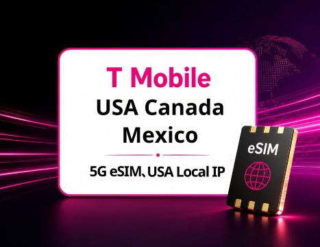 5G eSIM for the US, Canada, and Mexico | US T-Mobile Local IP | Total Storage 2GB-10GB | 5-15 Days |