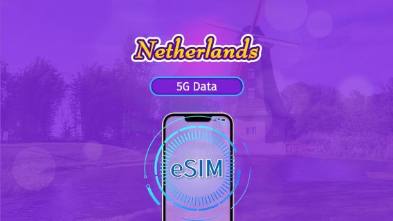 Holanda | eSIM 4G/5G | Pacote de dados | Faturamento de 24 horas | 7-30 dias | QR code
