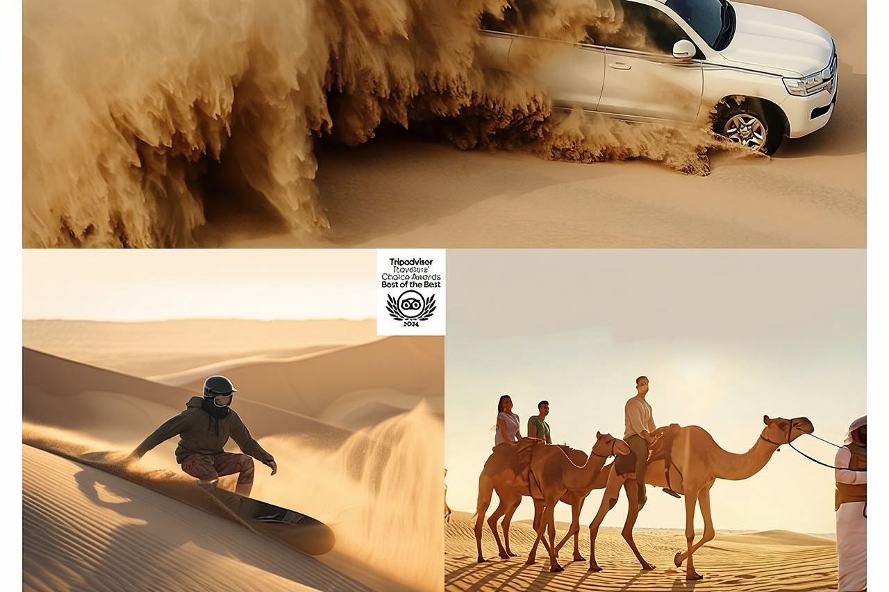 Doha Desert Safari Dune bashing,Sandboarding,CamelRide,Inland Sea