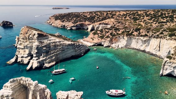 Milos: Kleftiko Morning Catamaran Cruise with Lunch & Drinks