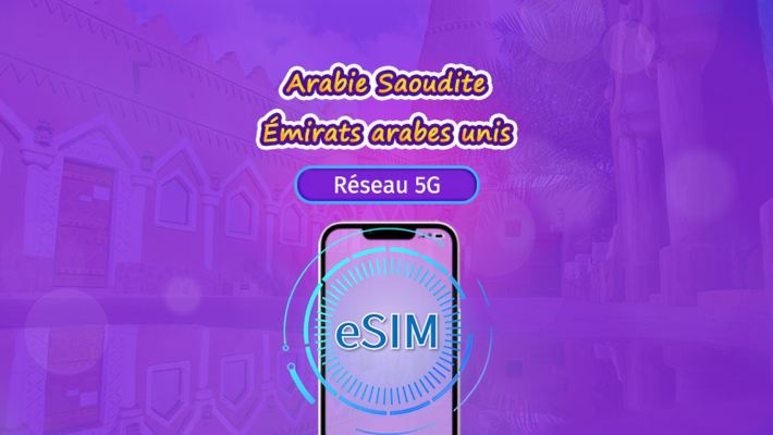 Arabie saoudite/Émirats arabes unis | eSIM 5G/4G | Forfait total | Facturation 24h | 90 jours | Code QR