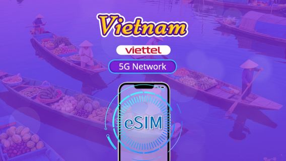 Vietnam Viettel eSIM | Supports 5G Network & Tiktok & ChatGPT | Daily Package | 3-30 Days | Calendar Day Billing | QR code
