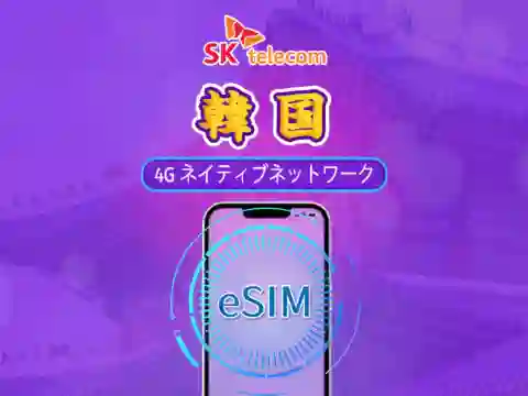韓国SKT｜4G eSIM｜デイパス｜通話＋SMS｜24時間課金｜1～90日｜QR