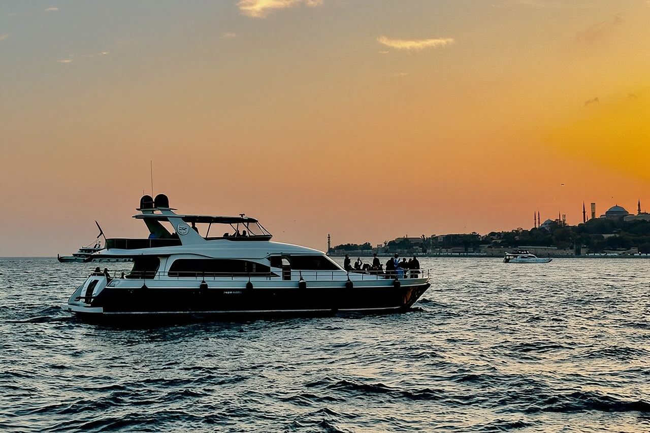 Luxuriöse Yachtkreuzfahrt bei Sonnenuntergang auf dem Bosporus – Erfrischen und Entspannen