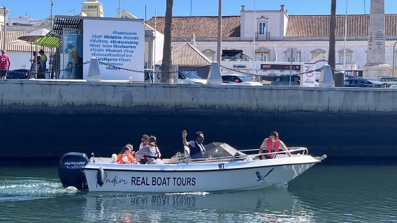 Faro: Pudim Real Boat Tours Paseo en barco guiado de 6h por la Ría Formosa