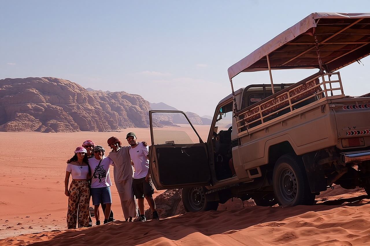 Excursion d'une demi-journée en jeep dans le Wadi Rum, eau et thé bédouin inclus.