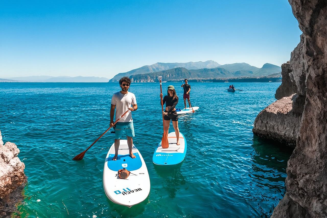 Small group paddle boarding tour to Bagni Regina Giovanna