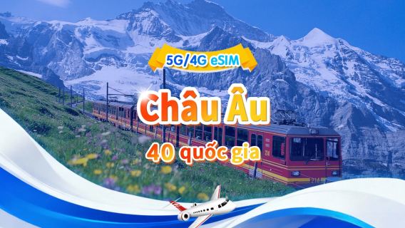 eSIM 4G/5G Châu Âu | Gói ngày/Gói tổng thể | 500MB/ngày - tổng cộng 30GB | 1-30 ngày | Hệ thống 24 giờ | QR code