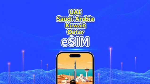 Arabiemiirikunnat/Saudi-Arabia/Kuwait/Qatar 5G eSIM | Päivittäinen/Yhteensä Datapaketti | 1–30 päivää | 24 tunnin laskutus | QR-koodi