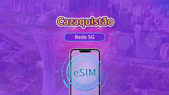 Cazaquistão eSIM 5G | Suporte para Google Maps/TikTok | Pacote diário/de dados | 1-30 dias | Cobrança por 24 horas | Código QR