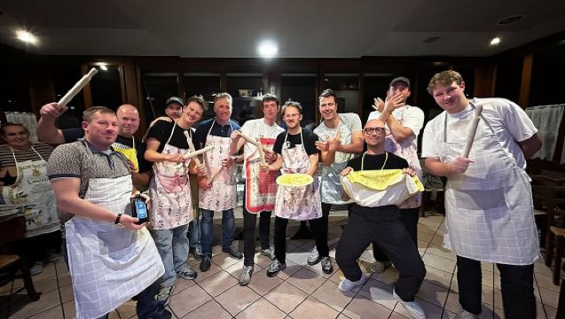 Traditional bolognese pasta making with a meal