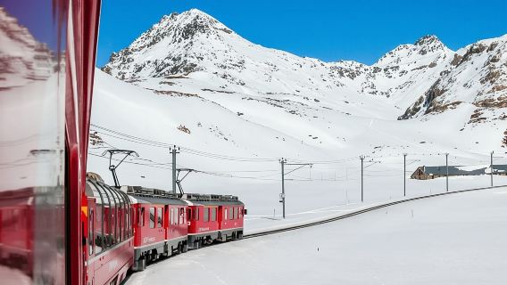 From Tirano: Bernina Red Train Ticket to St. Moritz