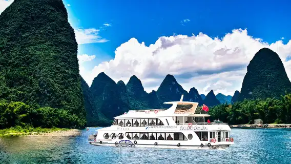 漓江四星遊船+遇龍河竹筏漂流+十里畫廊+古鎮8人/巴士團