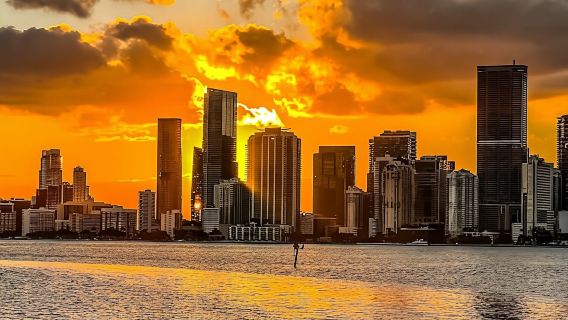 Miami skyline luxury sunset cruise of Biscayne Bay