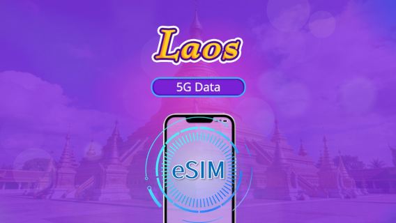 Laos | eSIM 5G/4G | Suporte para TikTok & Google Maps | Pacote diário/de dados | Cobrança por 24 horas | 1-30 dias | Código QR