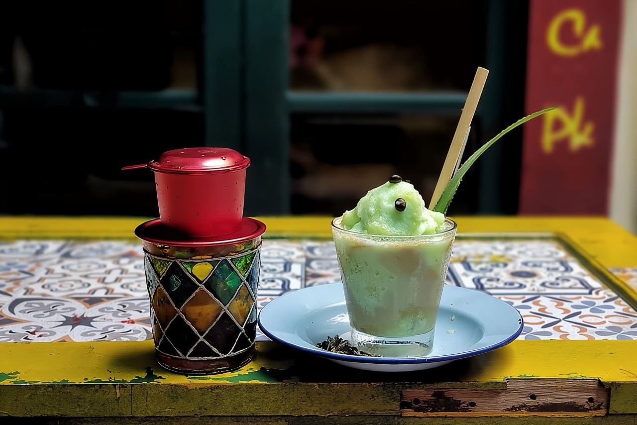 Clase de café de Hanoi con huevo, coco, sal y café de goteo