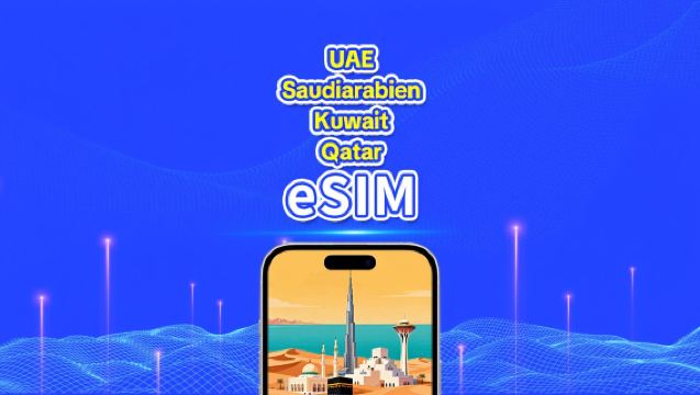 Förenade Arabemiraten/Saudiarabien/Kuwait/Qatar 5G eSIM | Dagligt/Totalt datapaket | 1–30 dagar | 24-timmars debitering | QR-kod