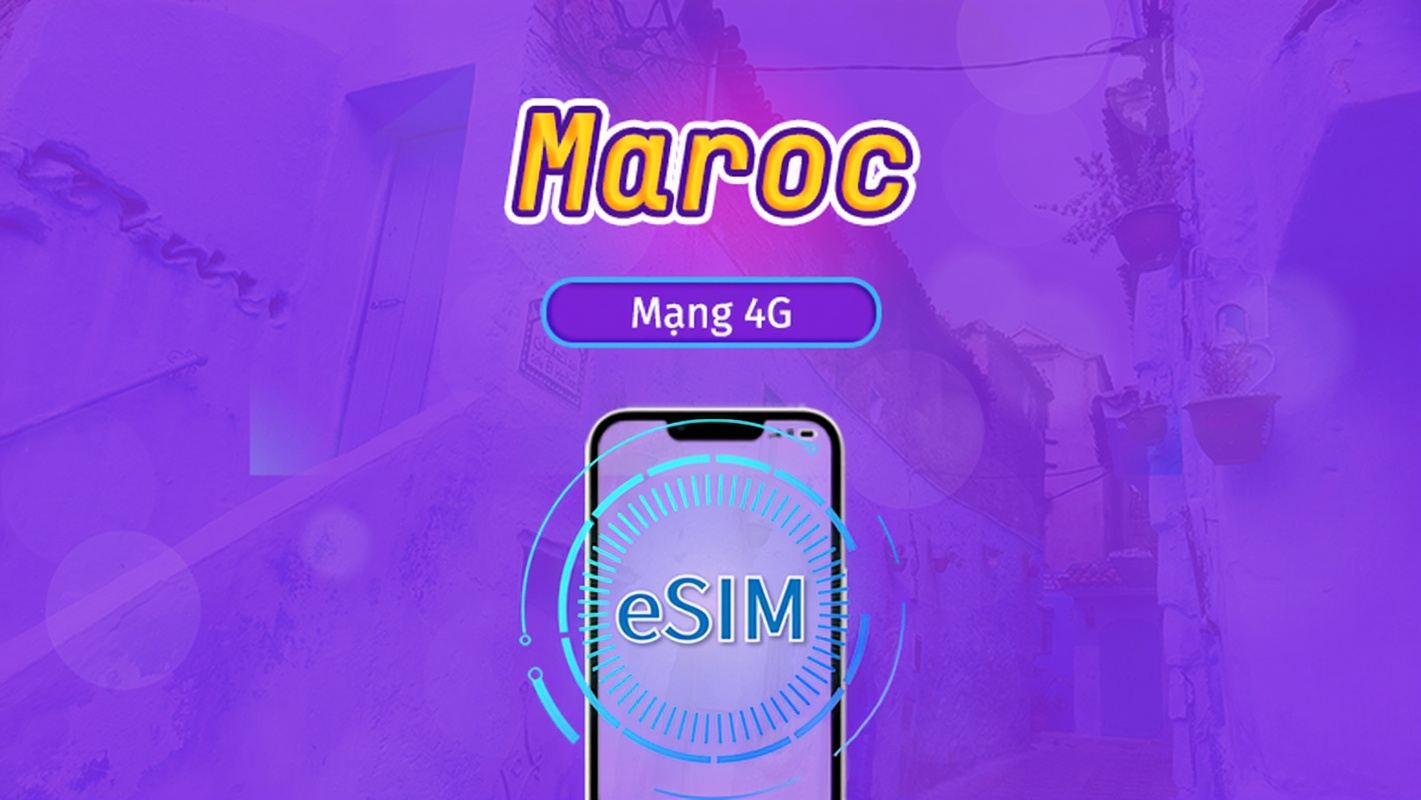 Maroc | eSIM 5G/4G | Gói trọn gói | Tính phí mỗi 24 giờ | 30 ngày | Mã QR