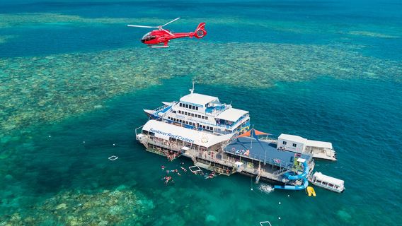 Passeio de um dia no cruzeiro para a Grande Barreira de Corais com o Sunlover em Cairns | Várias opções de atividades/helicóptero