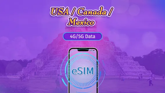 미국/캐나다/멕시코 | 5G/4G eSIM | 일일 이용권/총 패키지 | 자연일 요금제 | 1~90일 | QR 코드