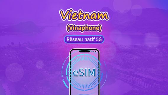 Vinaphone Vietnam | eSIM locale | Forfait journalier | Facturation par jour calendrier | 5 à 10 jours | Code QR