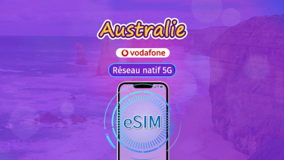 Vodafone Australie eSIM | Compatible 5G et optimisée pour TikTok et ChatGPT | Appels et SMS illimités inclus | Pack complet | 28 jours | Code QR