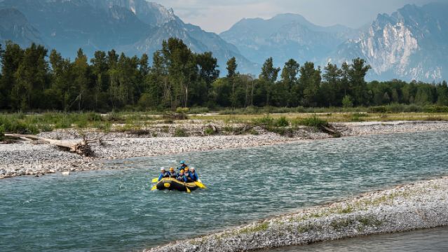 BELLUNO DOLOMITES: RAFTING on the PIAVE between the DOLOMITES and the PROSECCO HILLS.