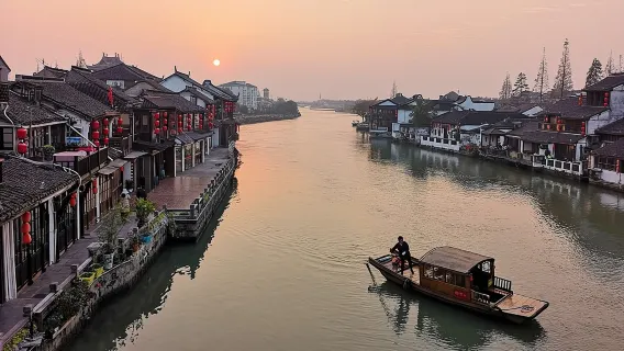 Tur Pribadi Setengah Hari ke Kota Air Zhujiajiao dengan Naik Perahu dari Shanghai
