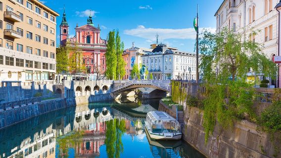 Ljubljana boat cruise and walking tour