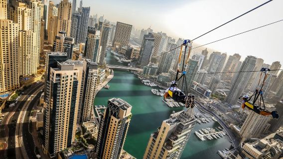 Experiencia de tirolina XLine en Dubai Marina Entrada XLine Dubai